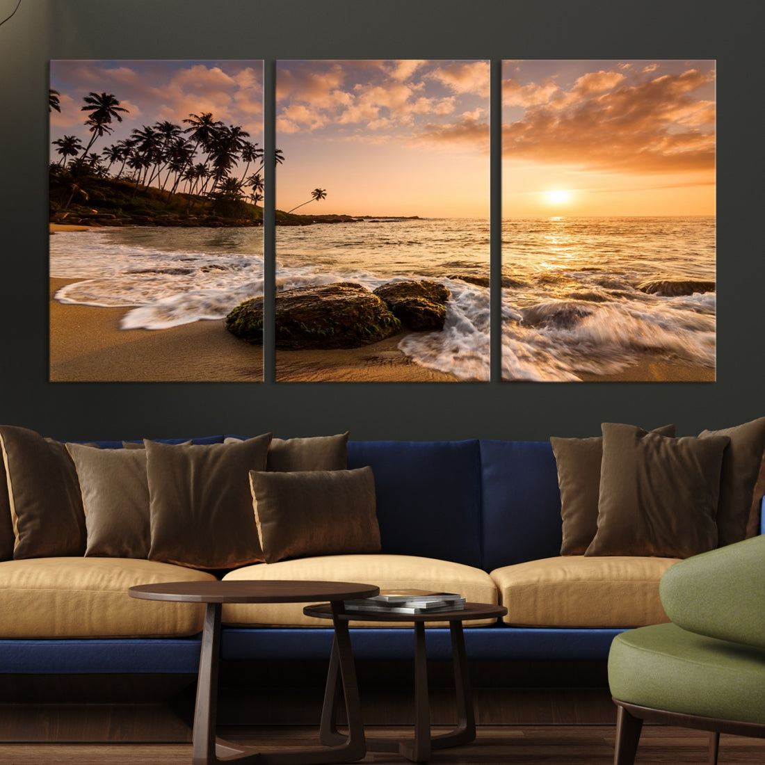 Tropical Island and Sunset Landscape Giclee Print Large Canvas Wall Art