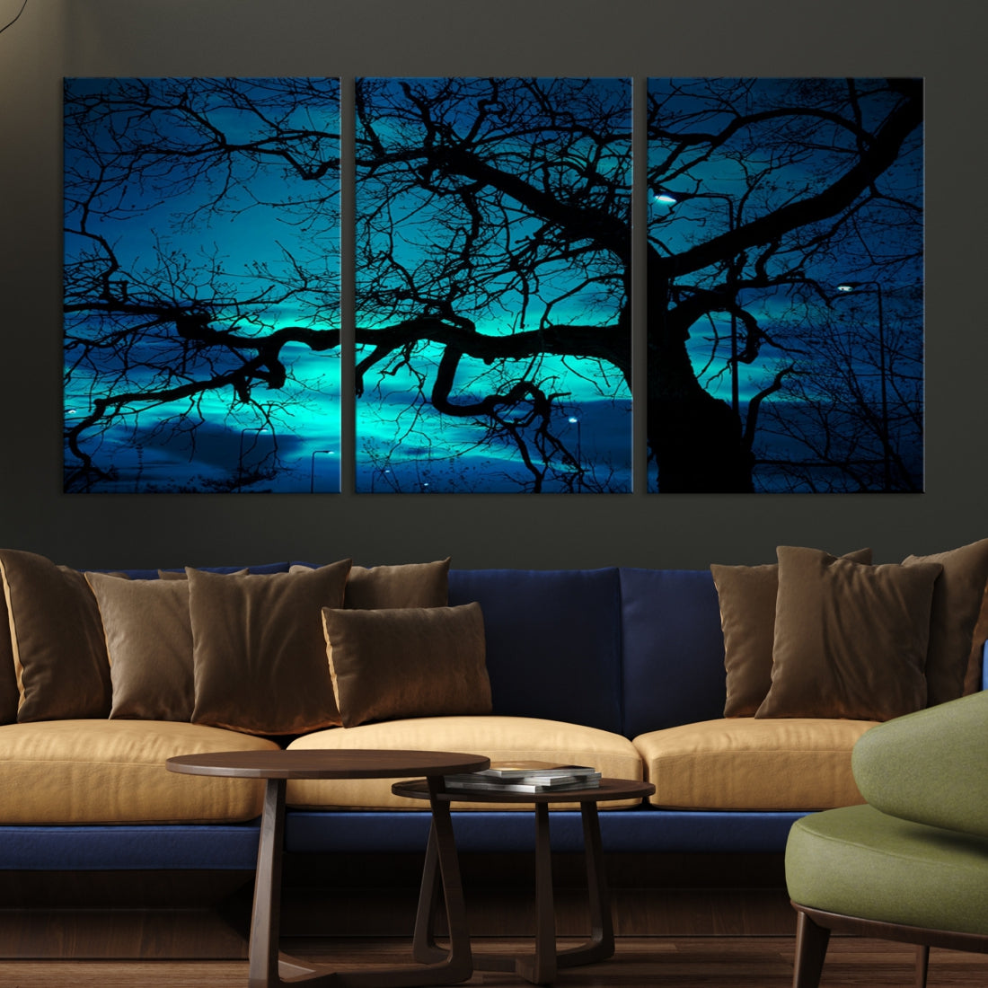 Bare Tree Moonlight Nature Wall Art Large Canvas Print Living Room Decor