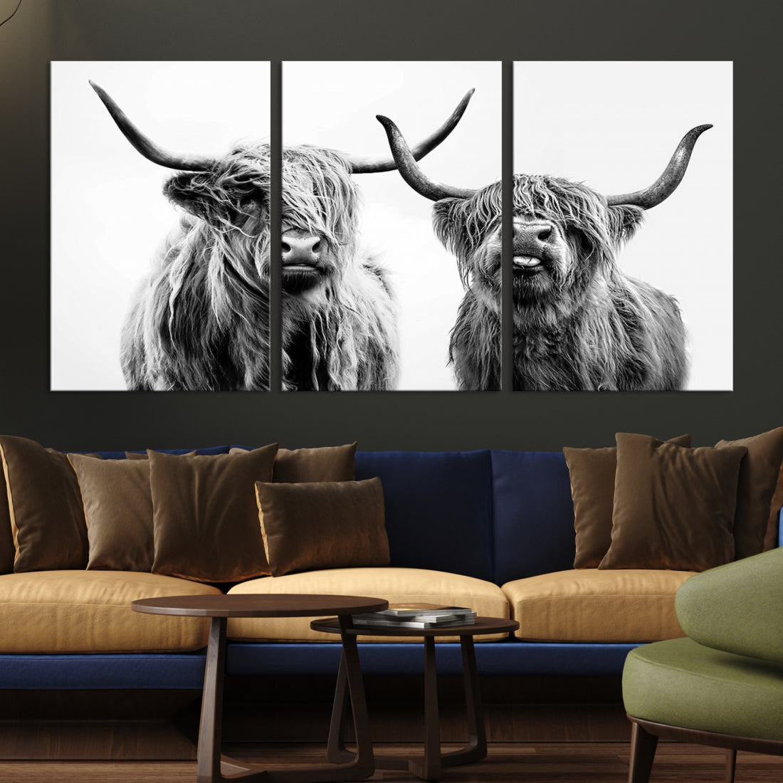 Bring the Charm of a Scottish Highland Cow to Your Farmhouse with Our Wall Art Canvas PrintA Rustic & Cozy Decor