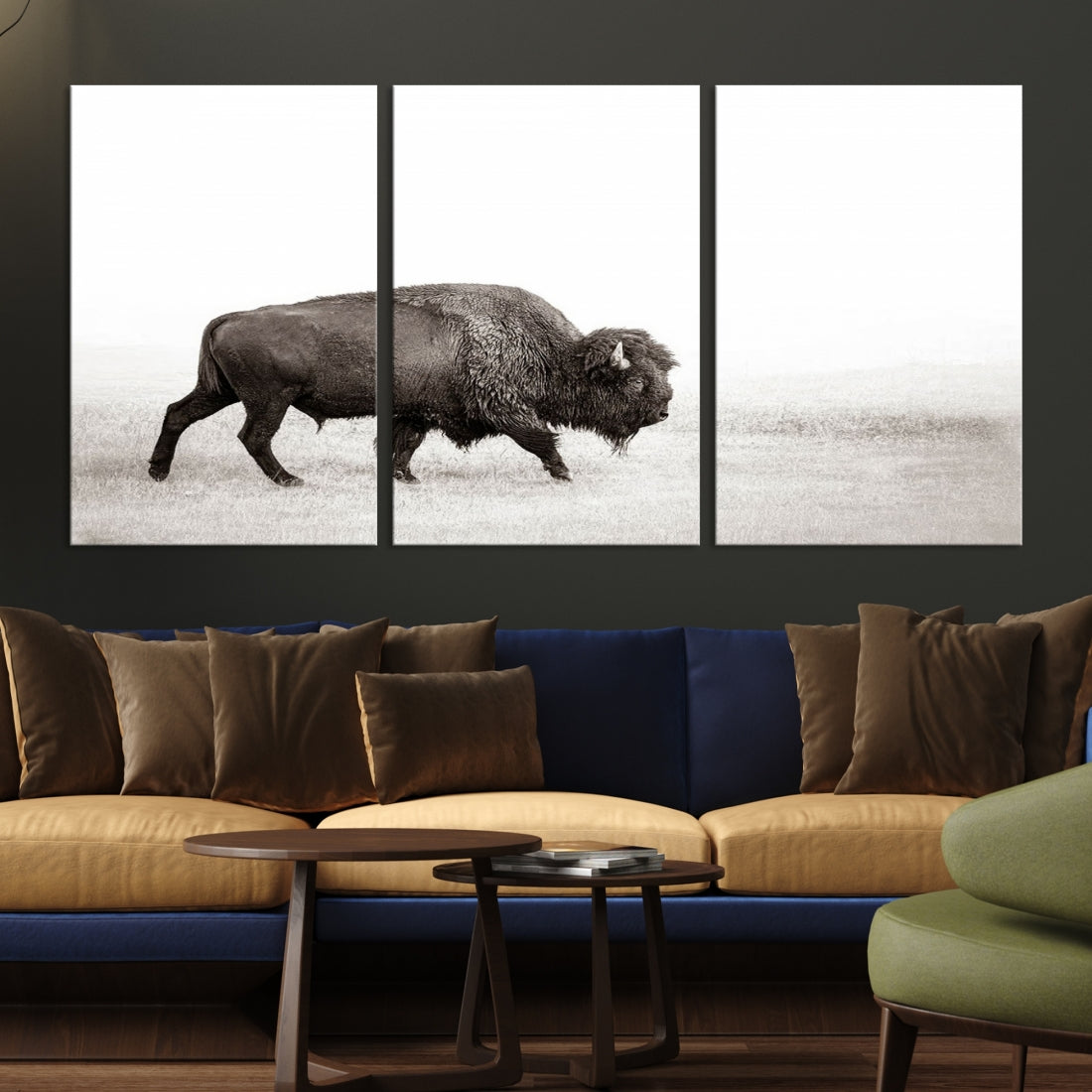 Alone Bison Wall Art Canvas Print, Cow Wall Art, Buffalo Artwork