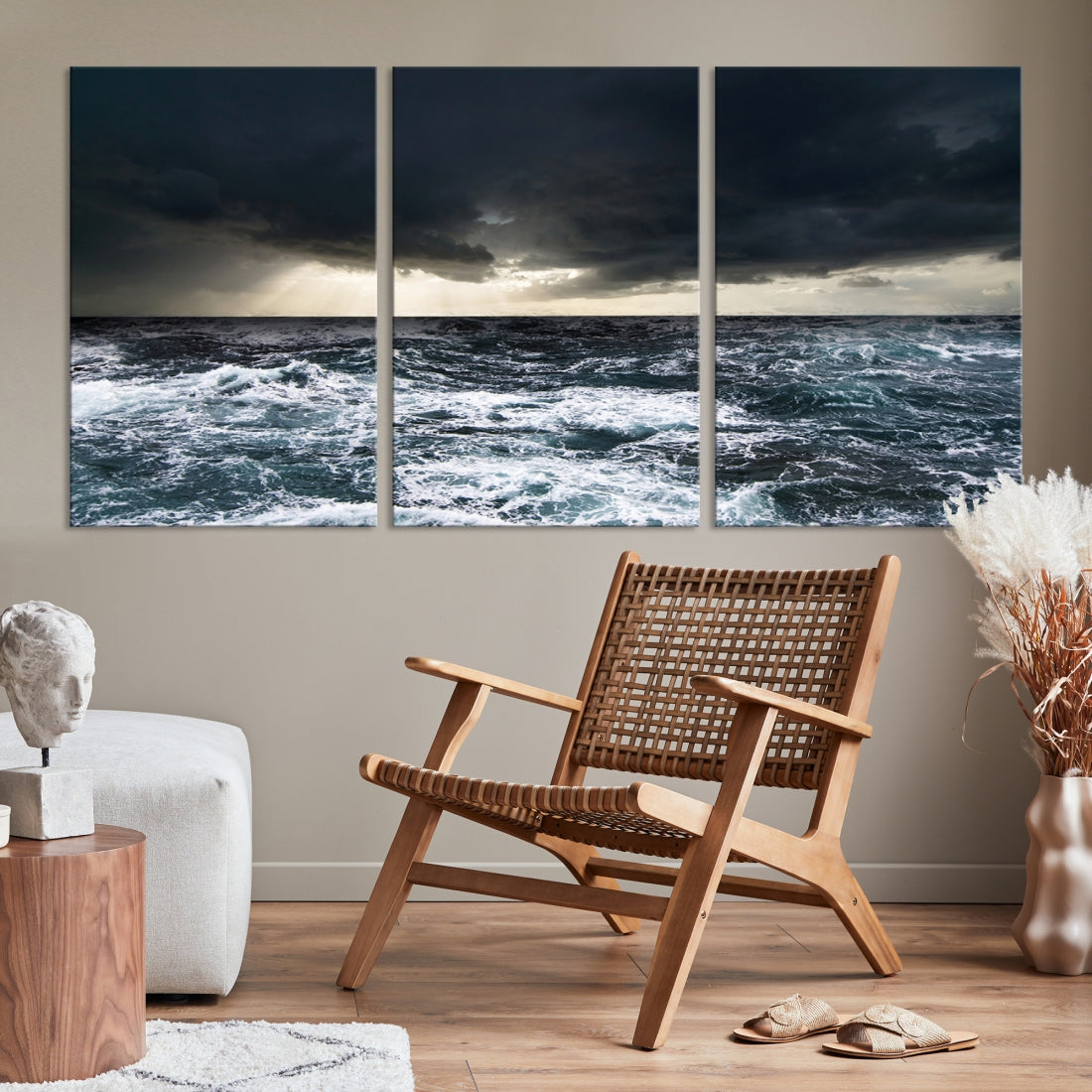 Stormy Sea Ocean Landscape Large Canvas Art Print for Home Decoration