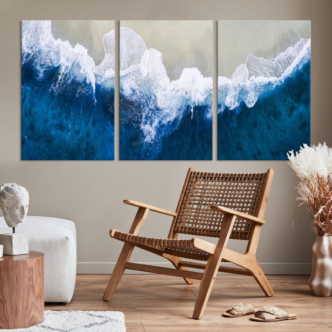 Hypnotic Aerial Beach Photo Wall Art Print Extra Large Ocean Canvas Print