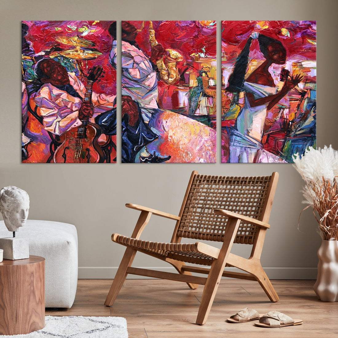 Vivd Abstract Jazz Painting Canvas Wall Art African American Music Art Decor