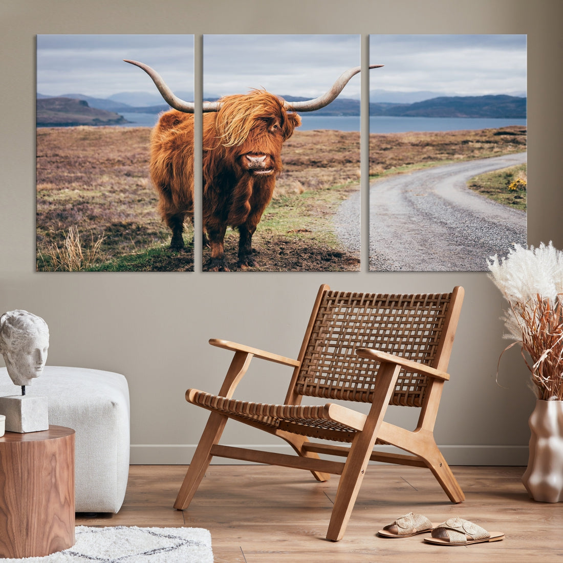 Big Horn Highland Cow Canvas Wall Art Print Animal Photograph Art Canvas