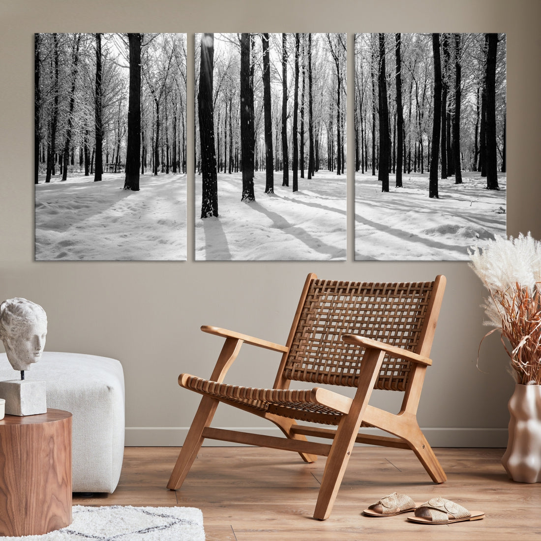 Trees in Winter Forest Wall Art Landscape Canvas Print Snow Photograpy Art