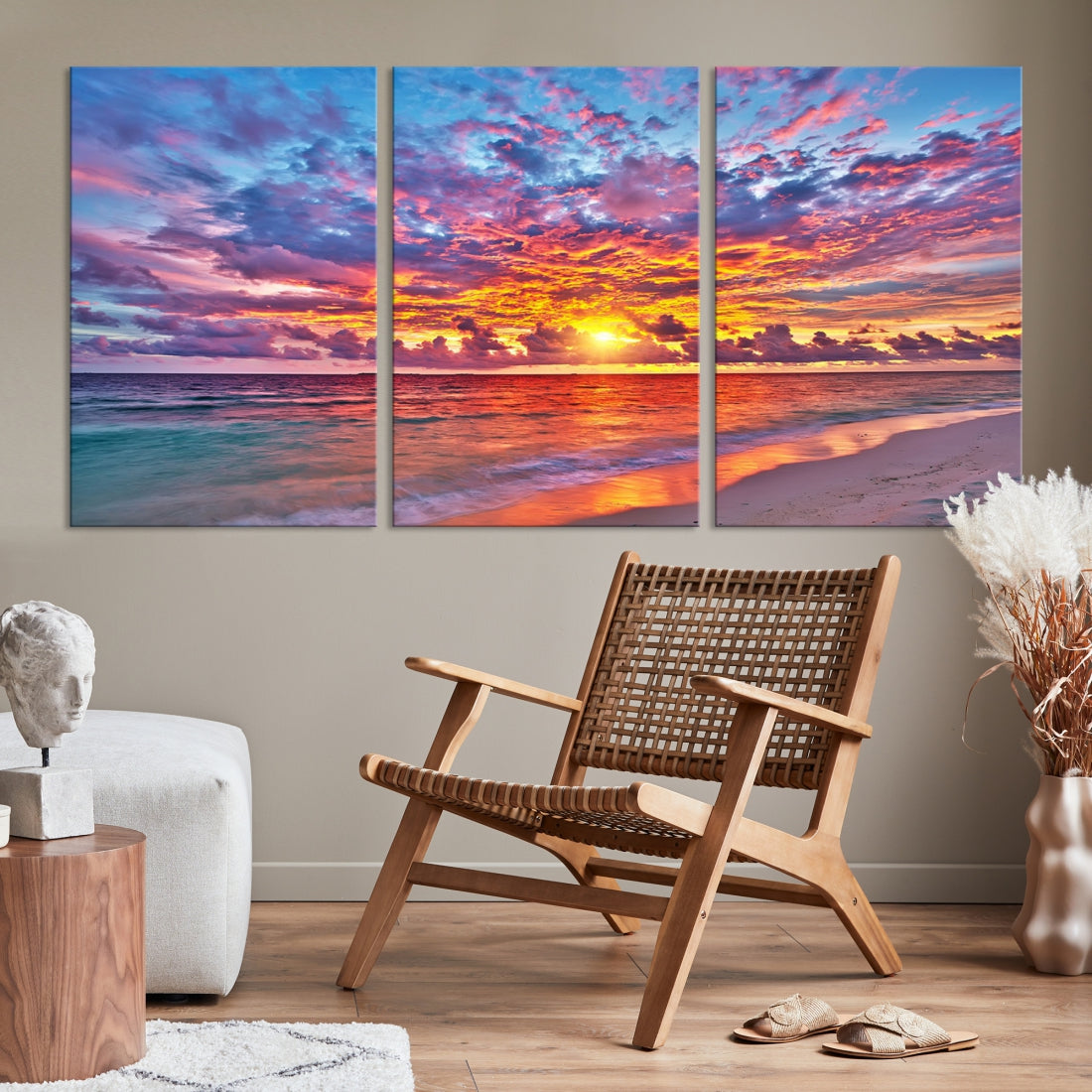 Amazing Ocean Sunset Beach Landscape Giclee Canvas Extra Large Wall Art Print