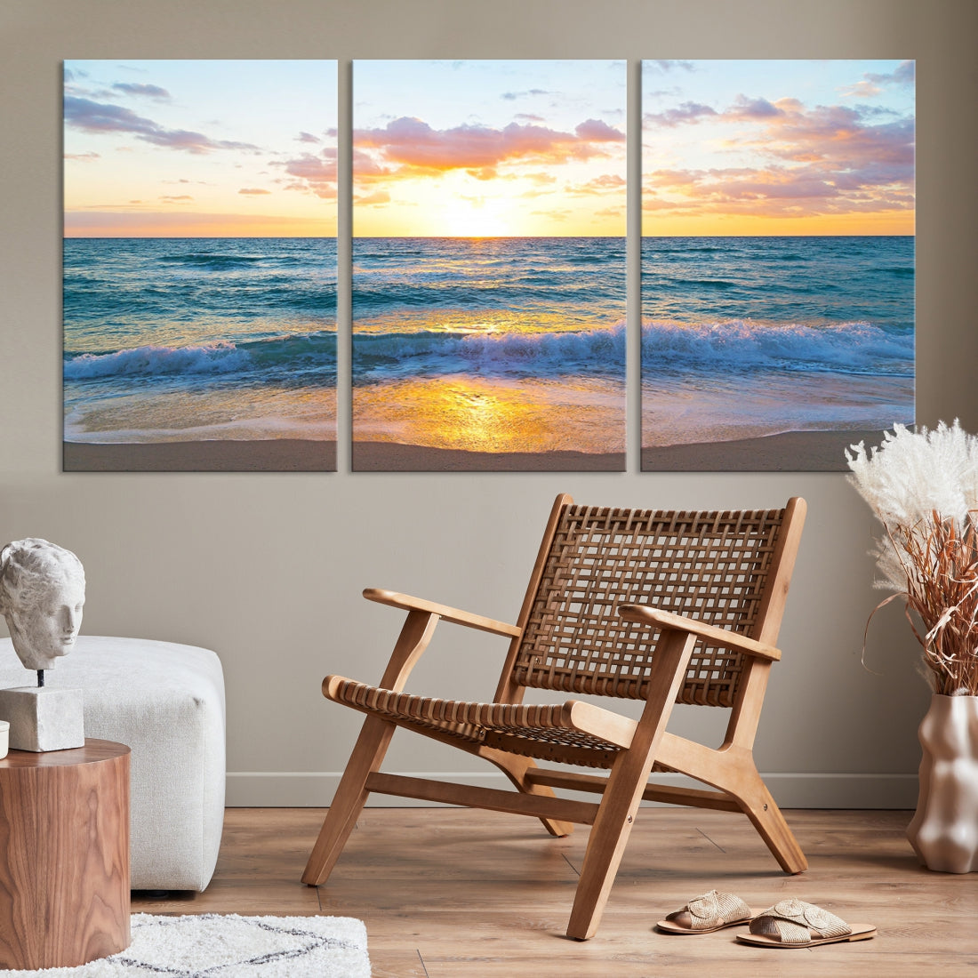 Ocean Beach Canvas Wall Art Beach Canvas, Coastal Artwork Print for Living Room Home Office Decor, Beach Wall Art, Sea