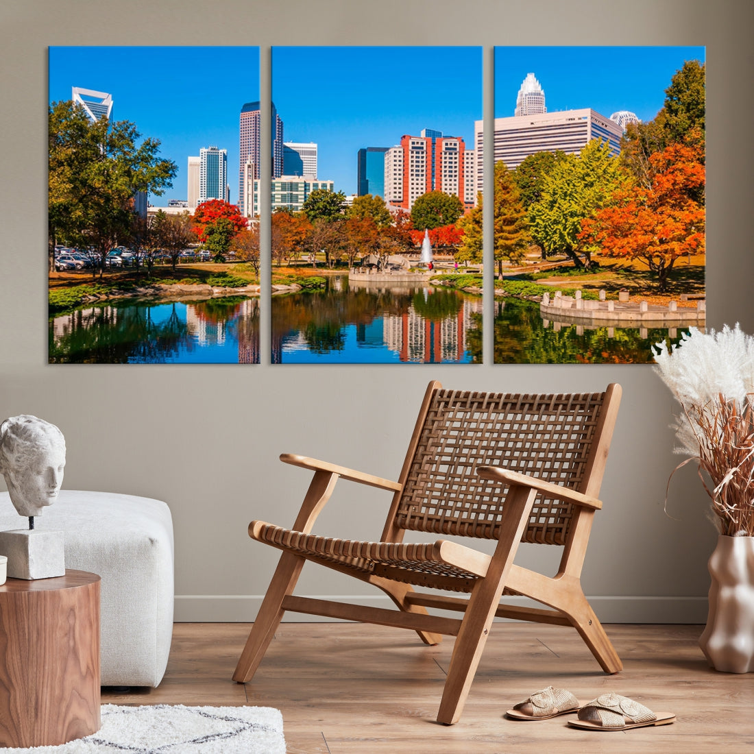 Charlotte City Photo Print Framed Canvas Wall Art Cityscape Wall Decor