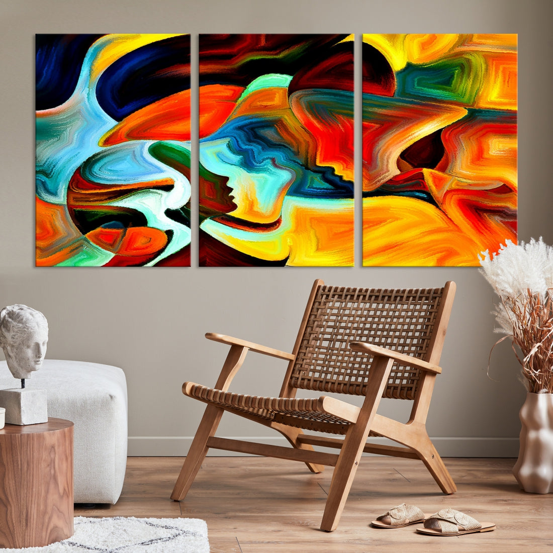 Abstract Human Faces Modern Painting Canvas Wall Art Print for Office