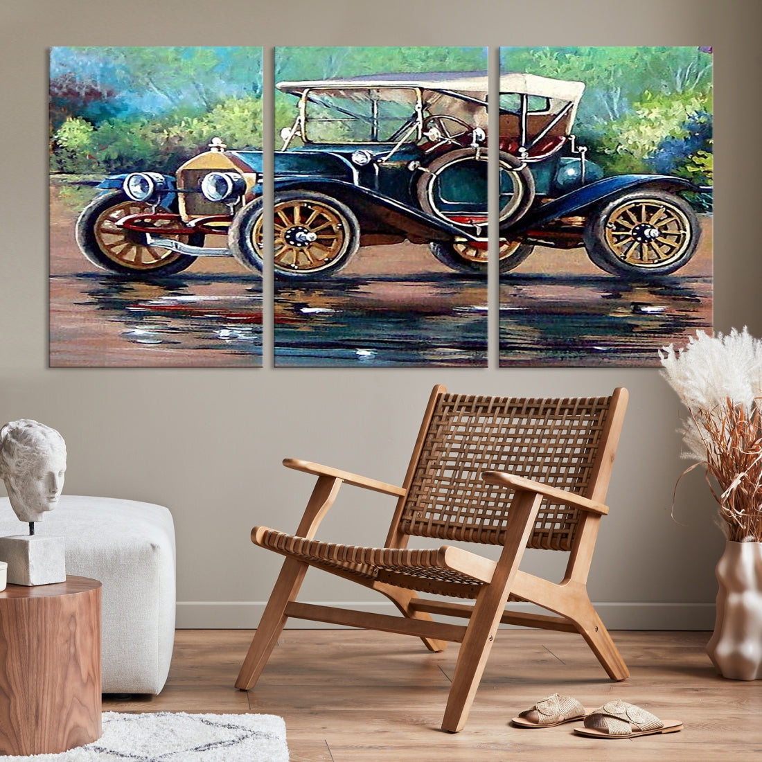 Oil Painting Old Retro Auto Car Giclee Canvas Extra Large Wall Art Print