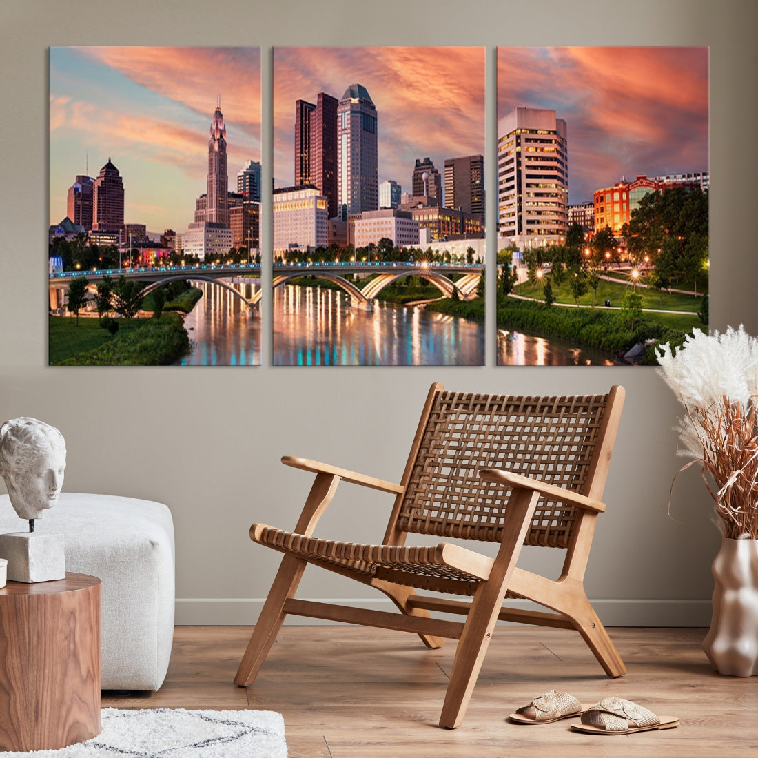 Large Columbus City View Skyline Wall Art Columbus Picture Canvas Print