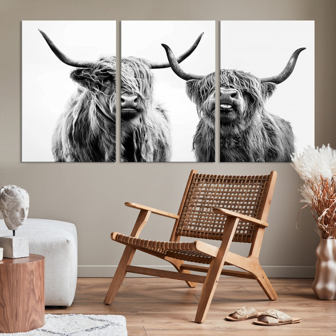 Bring the Charm of a Scottish Highland Cow to Your Farmhouse with Our Wall Art Canvas PrintA Rustic & Cozy Decor