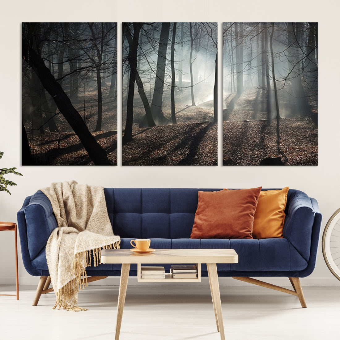 Large Wall Art Fascinating Foggy and Dark Forest Canvas Print