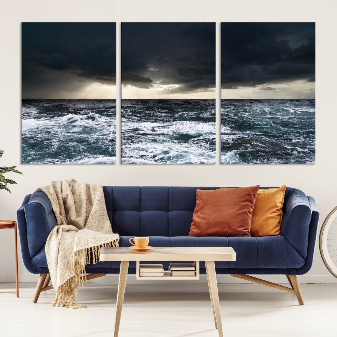 Stormy Sea Ocean Landscape Large Canvas Art Print for Home Decoration