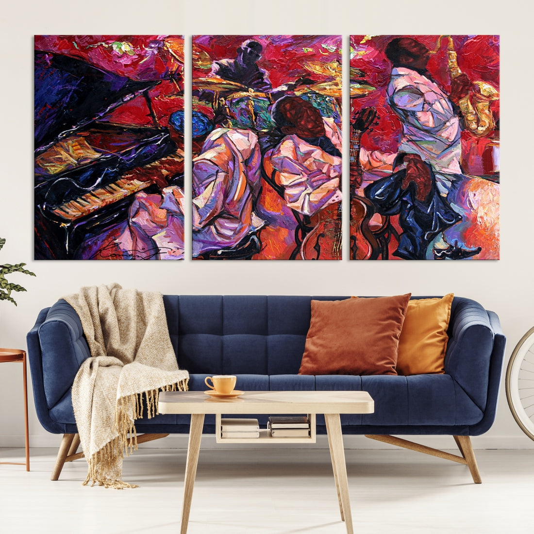 Jazz Music Abstract Painting African American Wall Art Canvas Print Dining Room Decor