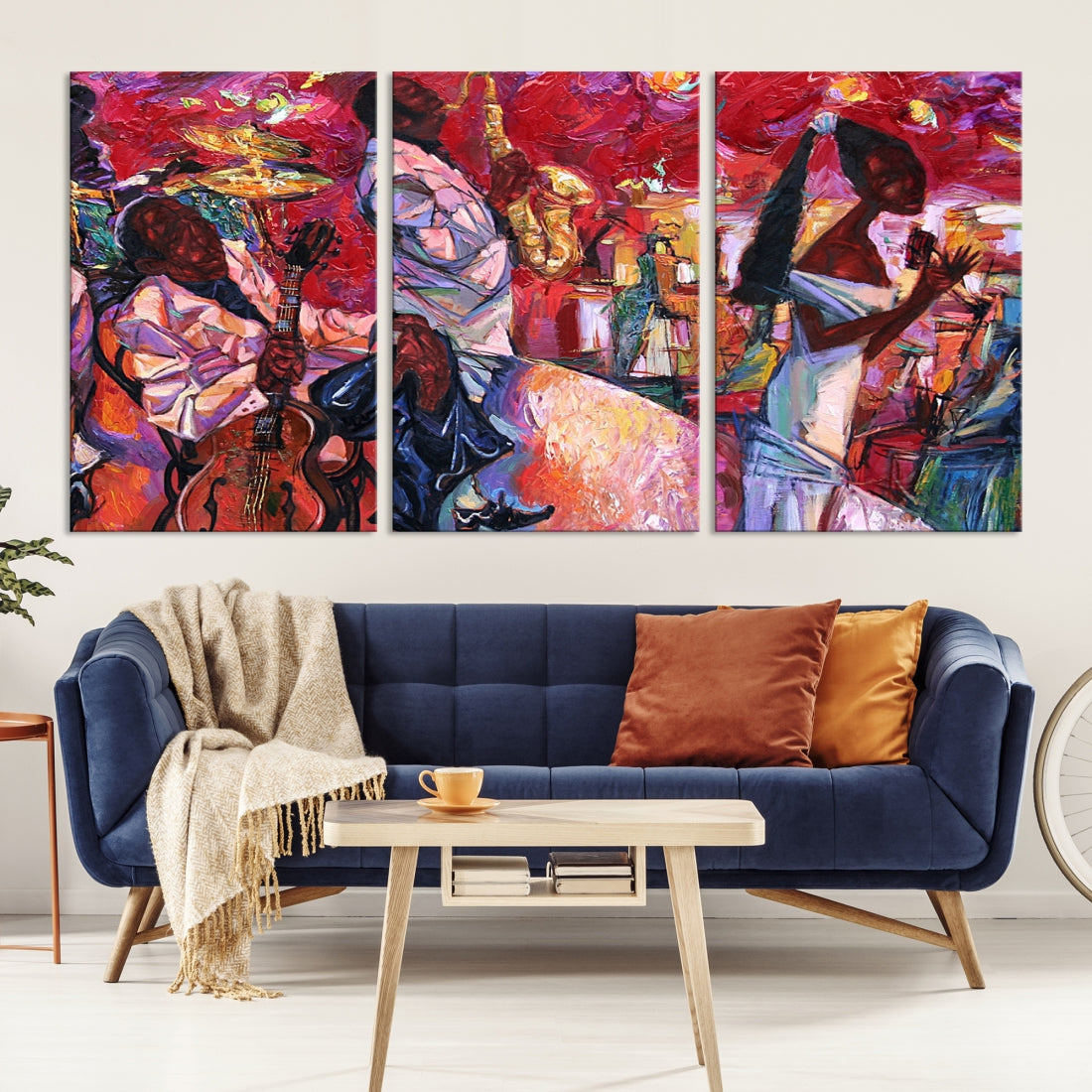 Vivd Abstract Jazz Painting Canvas Wall Art African American Music Art Decor