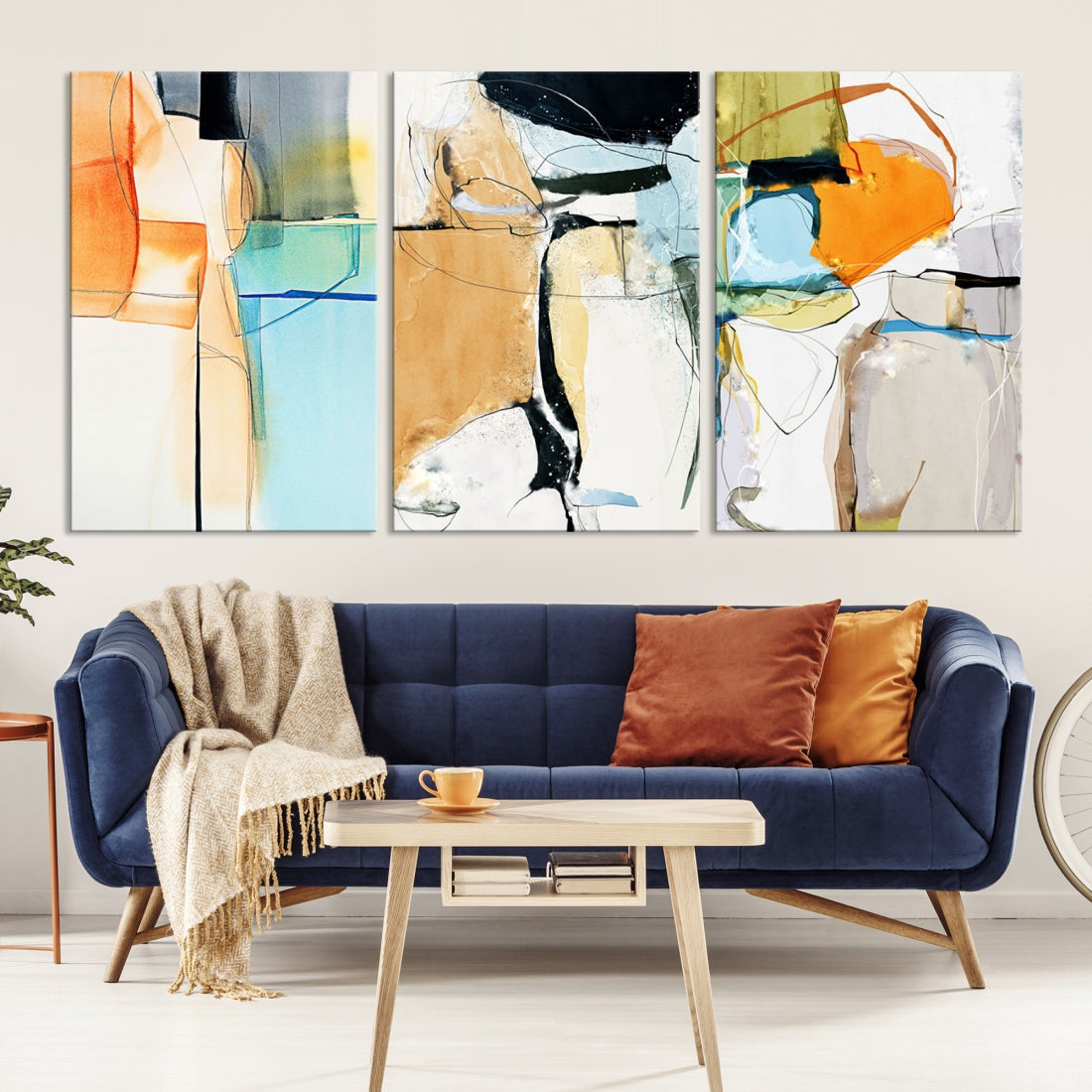 Contemporary Boho Style Abstract Canvas Wall Art Print