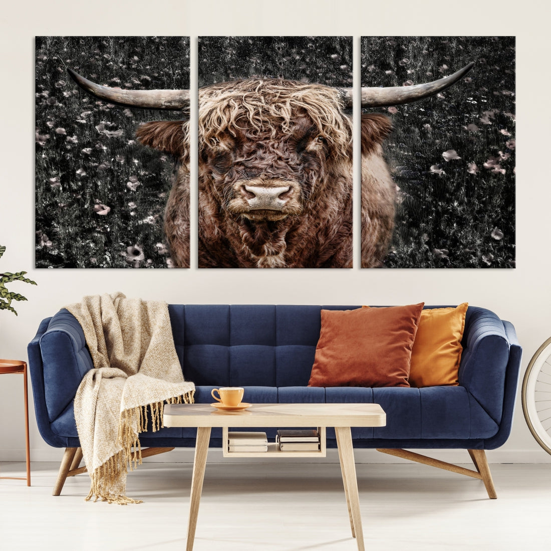 Highland Cow Photography Canvas Wall Art Print Animal Wall Art Painting Large Cow Canvas Print Home Office Ranch Farm