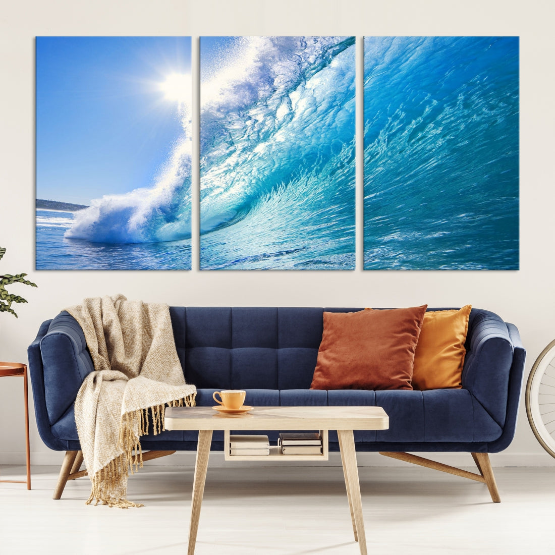 Surfing Wave Art Print Big Blue Ocean Canvas Wall Art for Living Room Decor