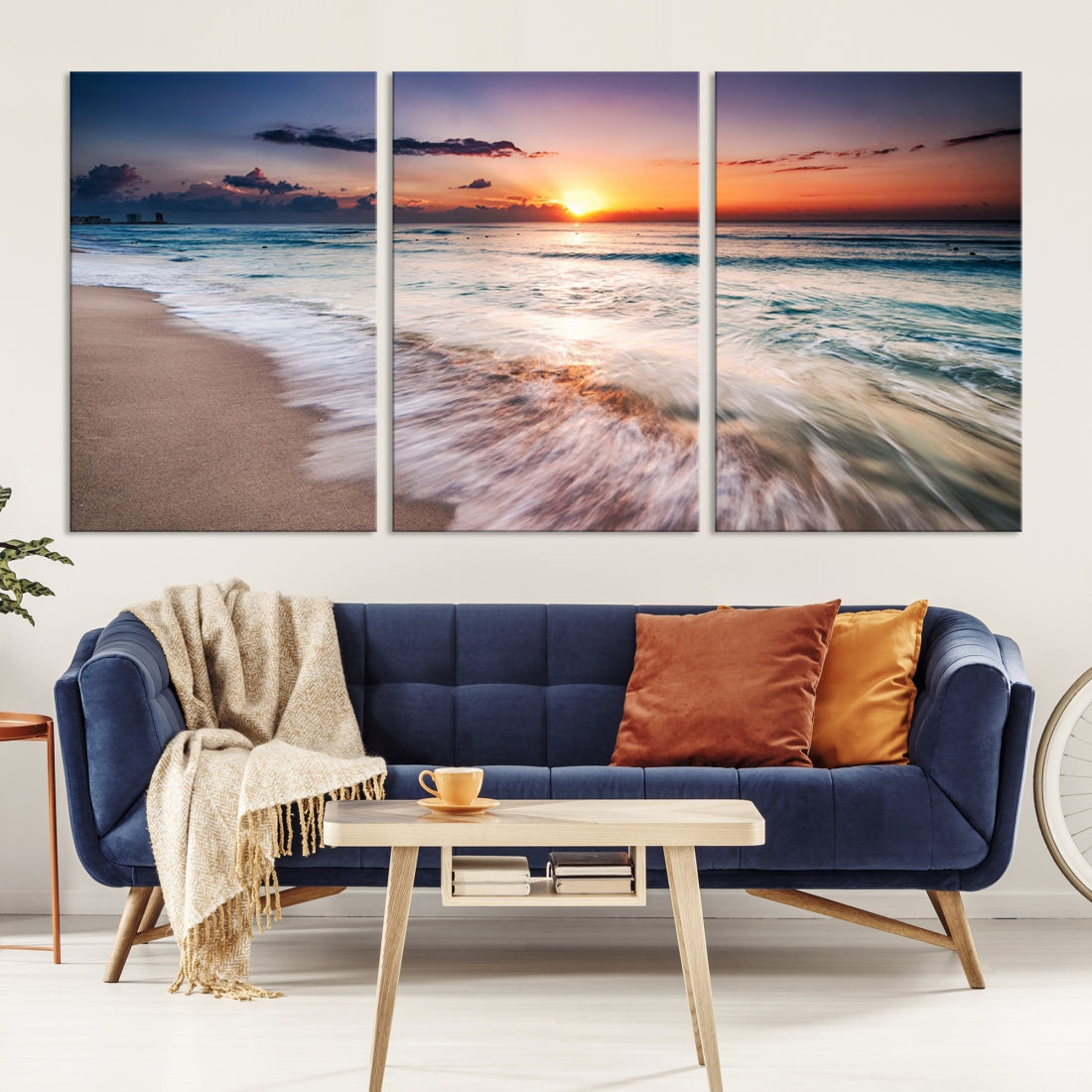 Serene Water Meets Radiant Sunset Clouds Wall Art Canvas Print