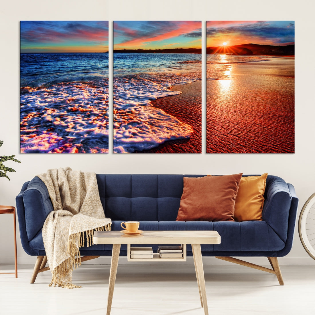 Beautiful Ocean Sunset Beach Giclee Canvas Extra Large Wall Art Print