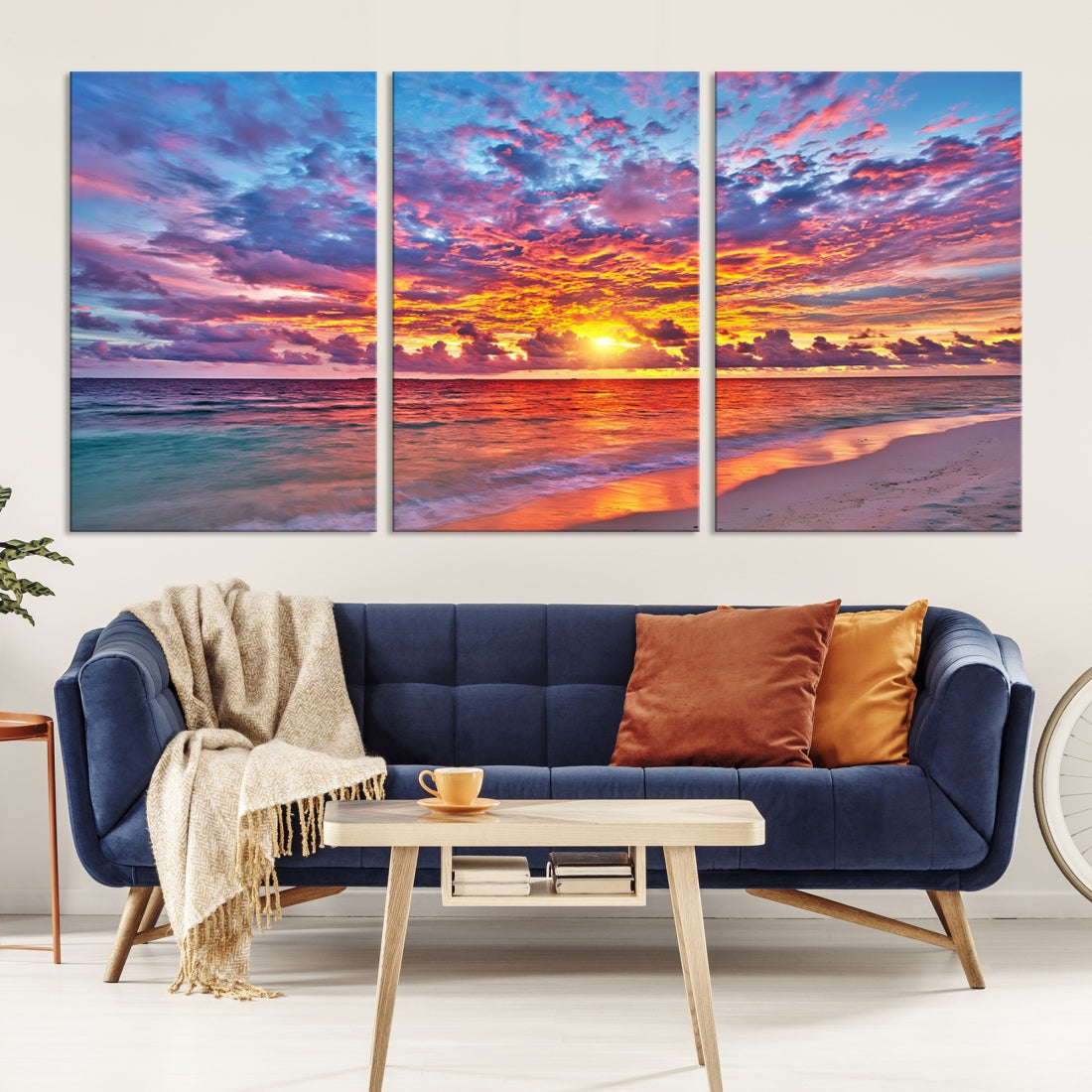 Amazing Ocean Sunset Beach Landscape Giclee Canvas Extra Large Wall Art Print