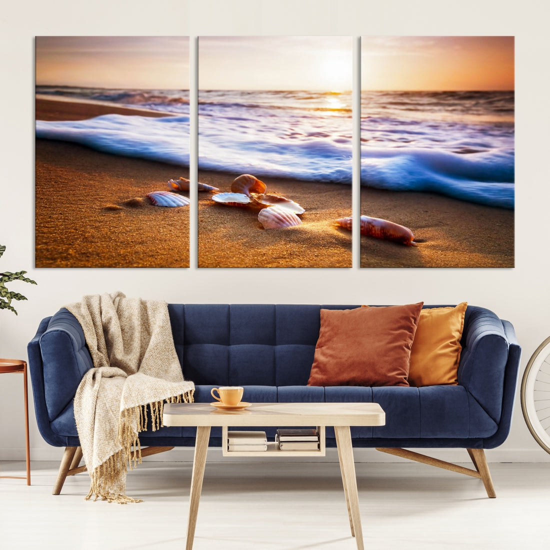 Sea Shell Sandy Ocean Beach Canvas Wall Art Print Framed Ready to Hang