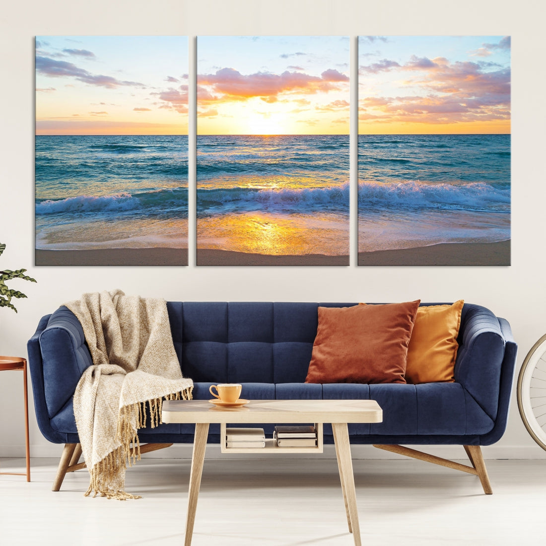 Ocean Beach Canvas Wall Art Beach Canvas, Coastal Artwork Print for Living Room Home Office Decor, Beach Wall Art, Sea