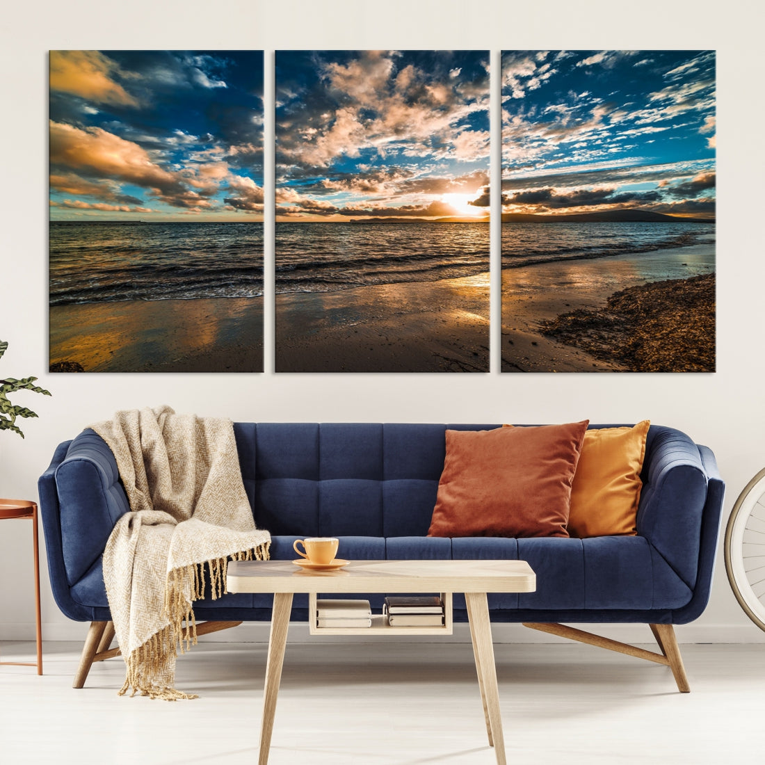 Ocean Beach Wall Art Canvas Print Sunset Artwork Print Coastal Wall Art