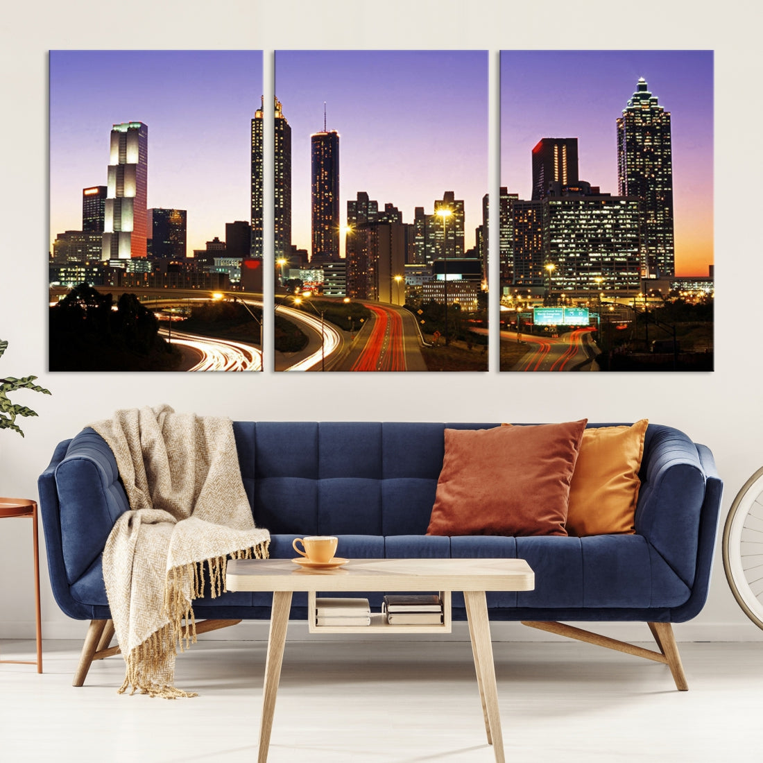 Atlanta City Purple Sunset Skyline Wall Art Cityscape Canvas Print