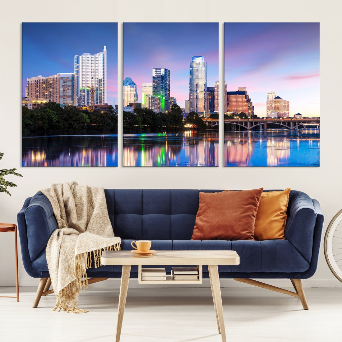 Extra Large Austin City Canvas Print Purple Dusk Skyline Wall Art