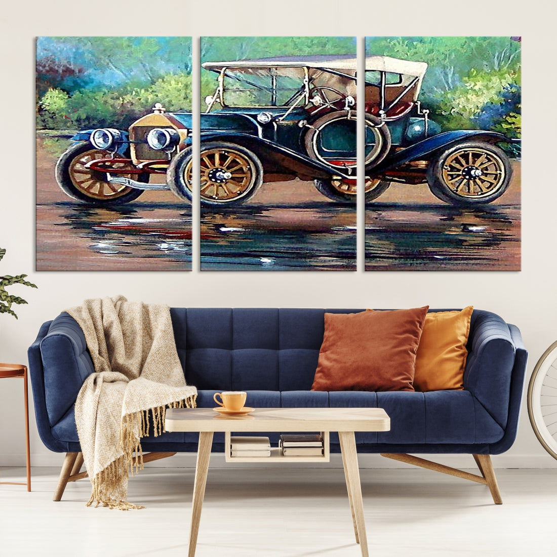 Oil Painting Old Retro Auto Car Giclee Canvas Extra Large Wall Art Print