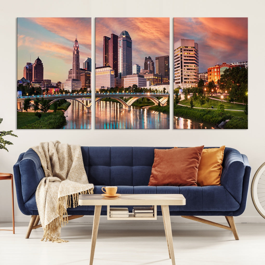 Large Columbus City View Skyline Wall Art Columbus Picture Canvas Print