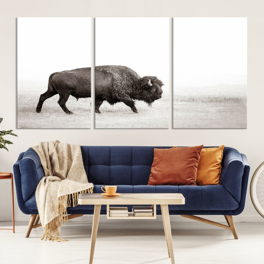 Alone Bison Wall Art Canvas Print, Cow Wall Art, Buffalo Artwork