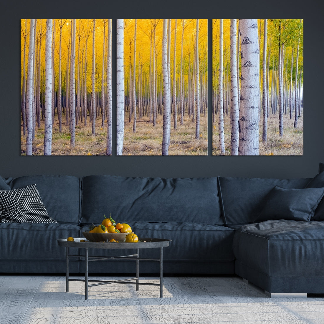 Yellow Forest Autumn Landscape Tree Wall Art Landscape Canvas Print