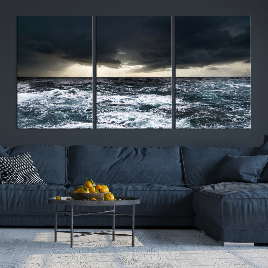 Stormy Sea Ocean Landscape Large Canvas Art Print for Home Decoration