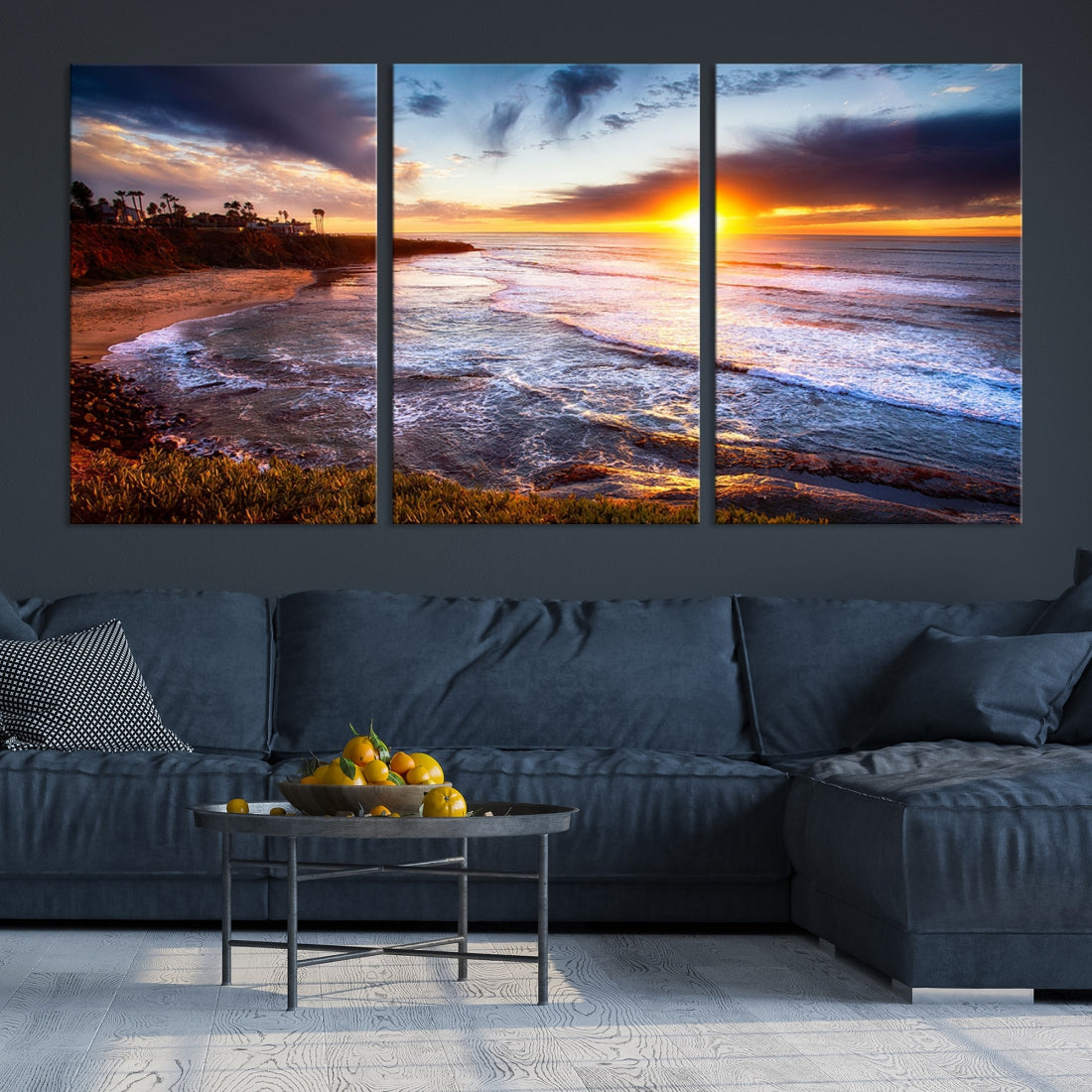 Ocean Beach Canvas Wall Art Beach Canvas, Coastal Sunset Tropical Island Beach Sunset Artwork Print