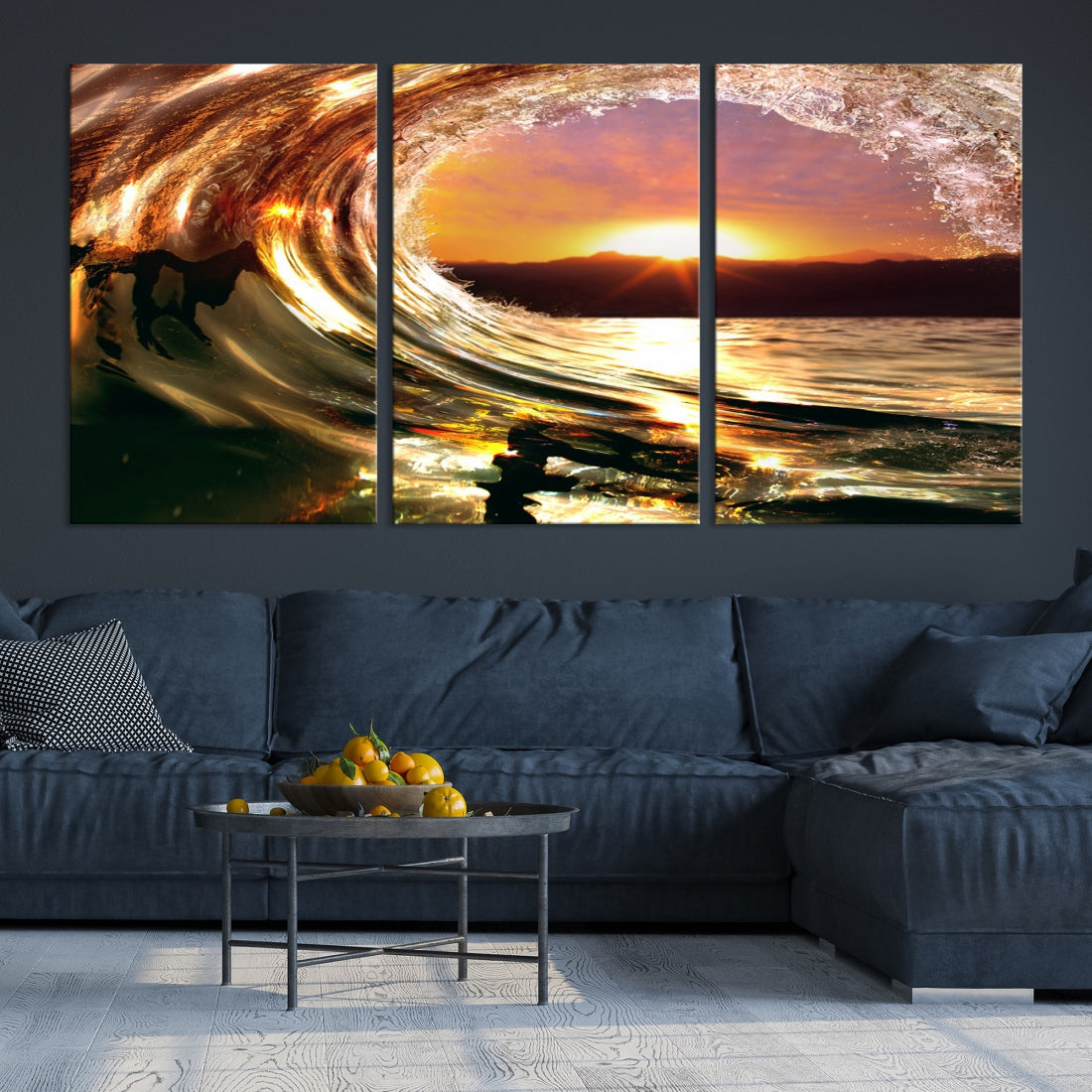 Ocean Waves Crash Under Radiant Sun Wall Art Canvas Print