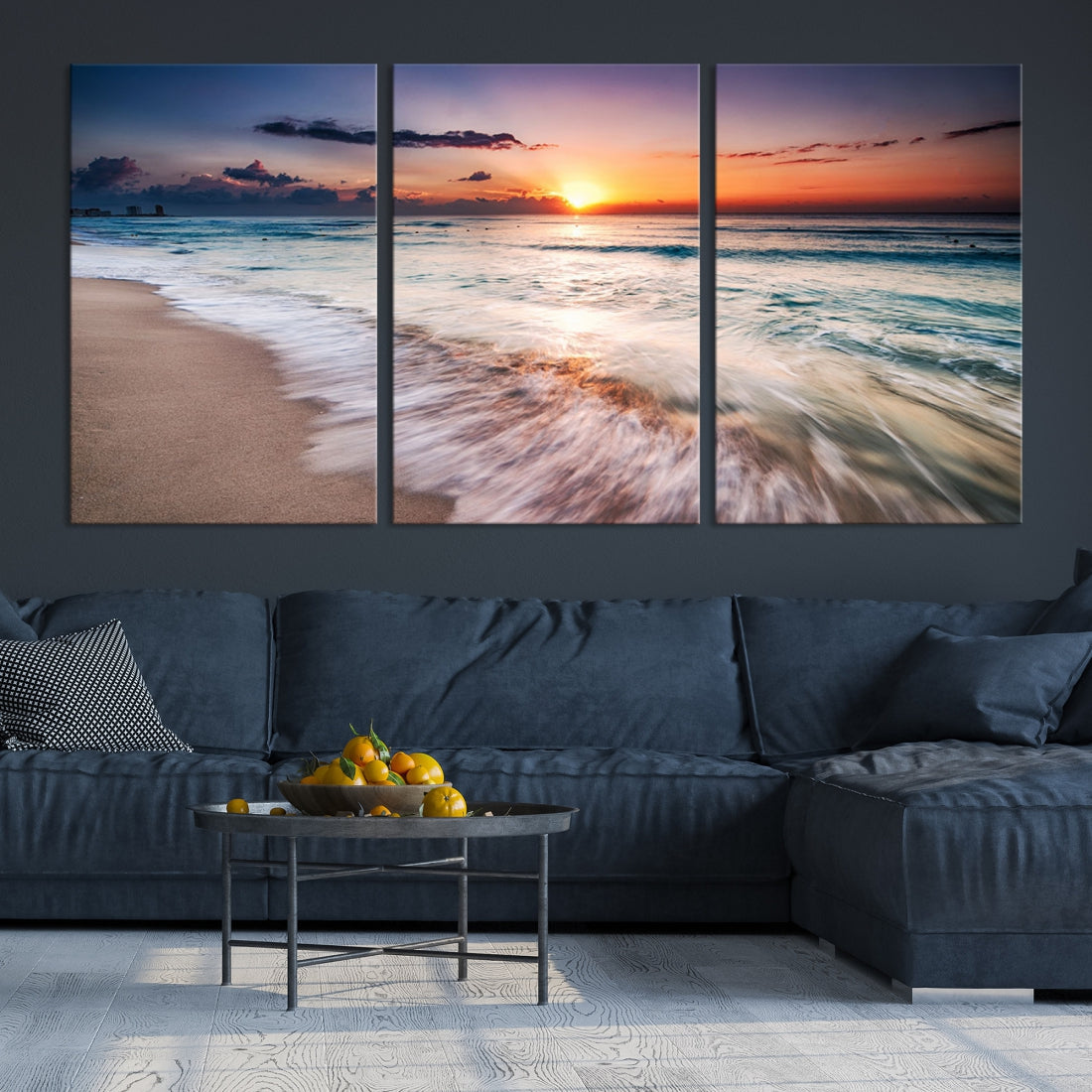 Serene Water Meets Radiant Sunset Clouds Wall Art Canvas Print