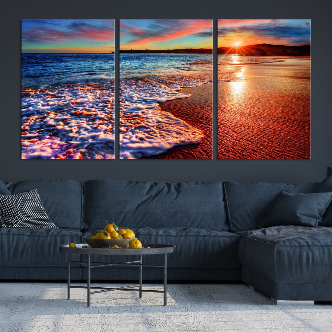 Beautiful Ocean Sunset Beach Giclee Canvas Extra Large Wall Art Print