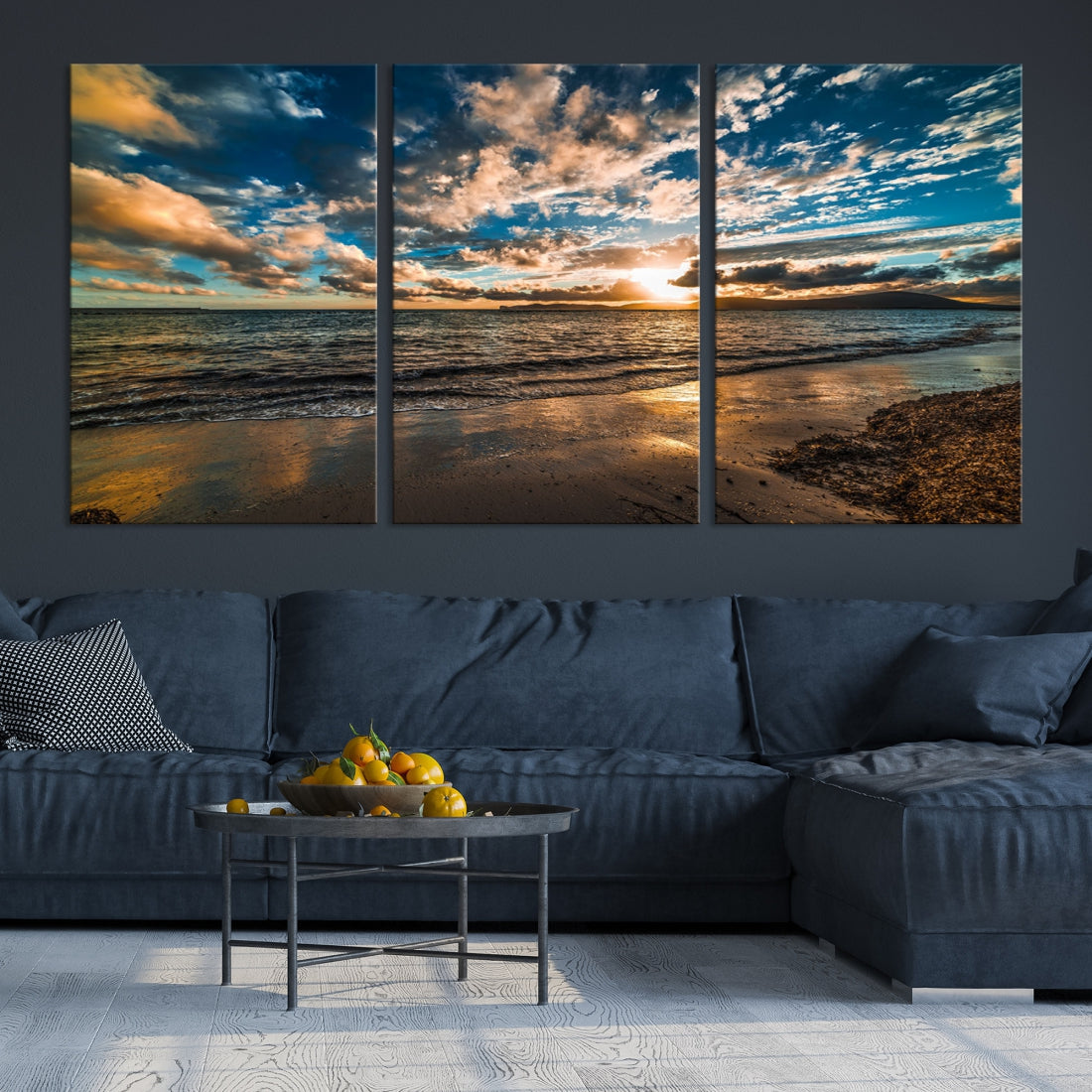 Ocean Beach Wall Art Canvas Print Sunset Artwork Print Coastal Wall Art