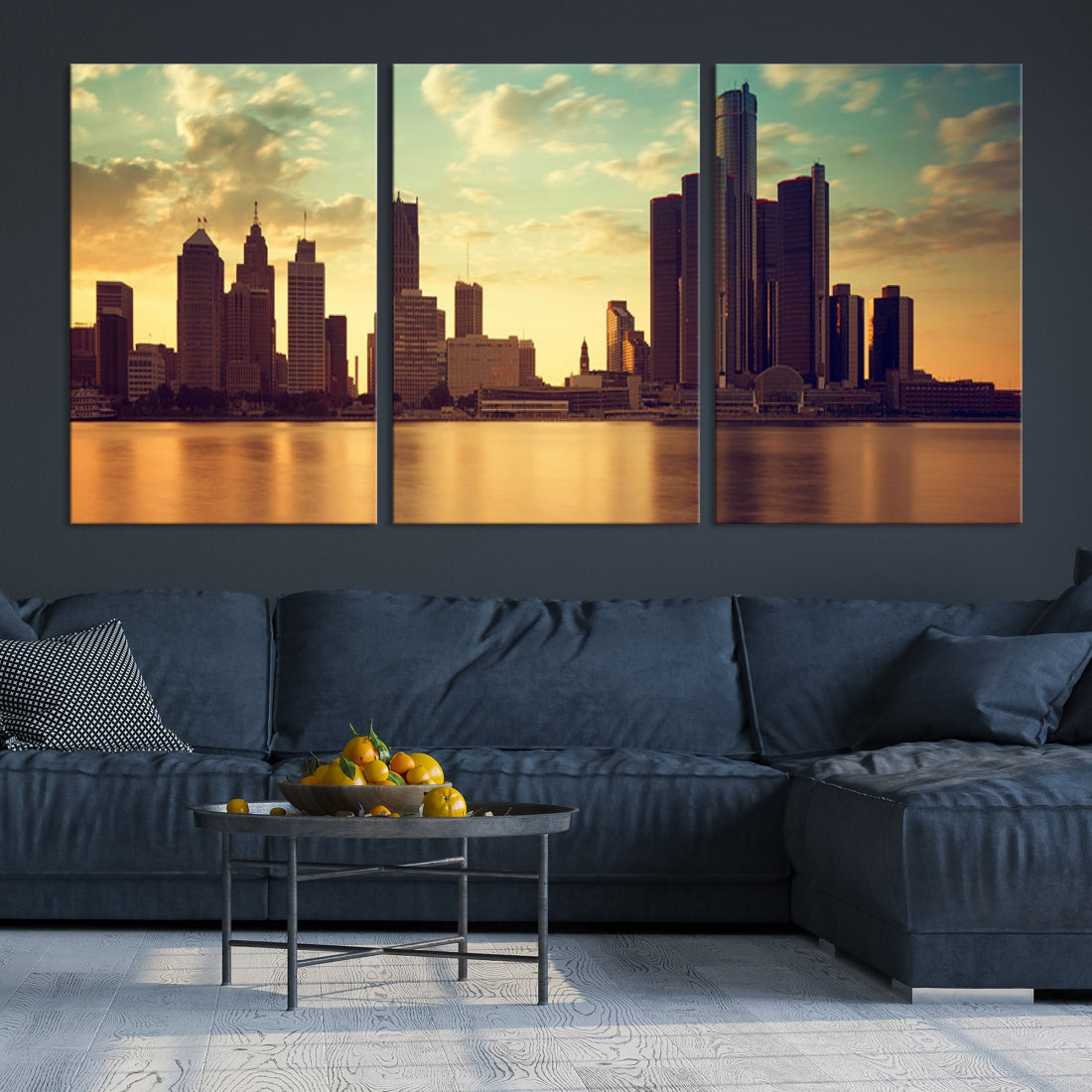 Detroit Downtown Towers Skyline Wall Art Cityscape Canvas Print