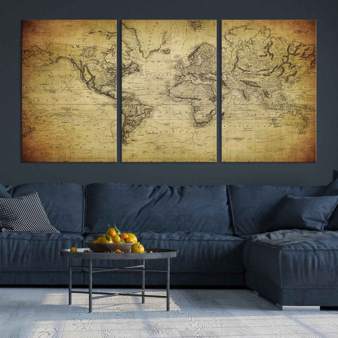 Antique Wall Art World Map Canvas Print