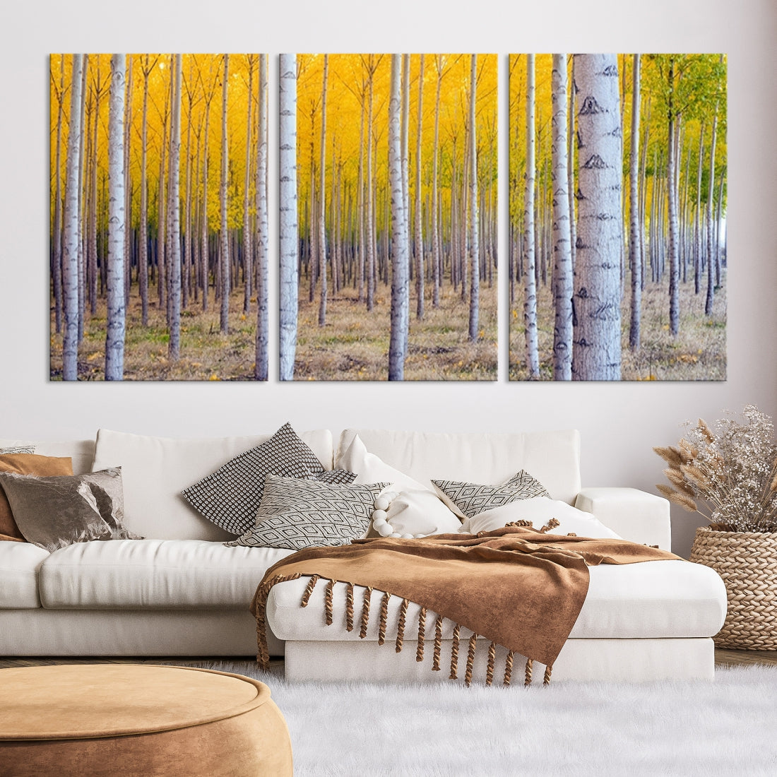 Yellow Forest Autumn Landscape Tree Wall Art Landscape Canvas Print