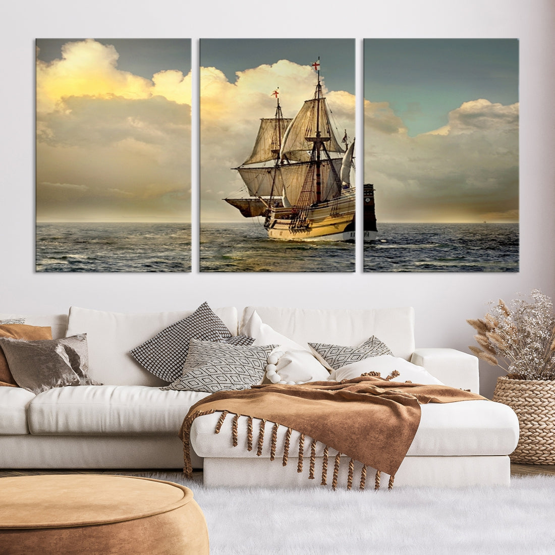 English War Ship Giclee Canvas Extra Large Wall Art Print