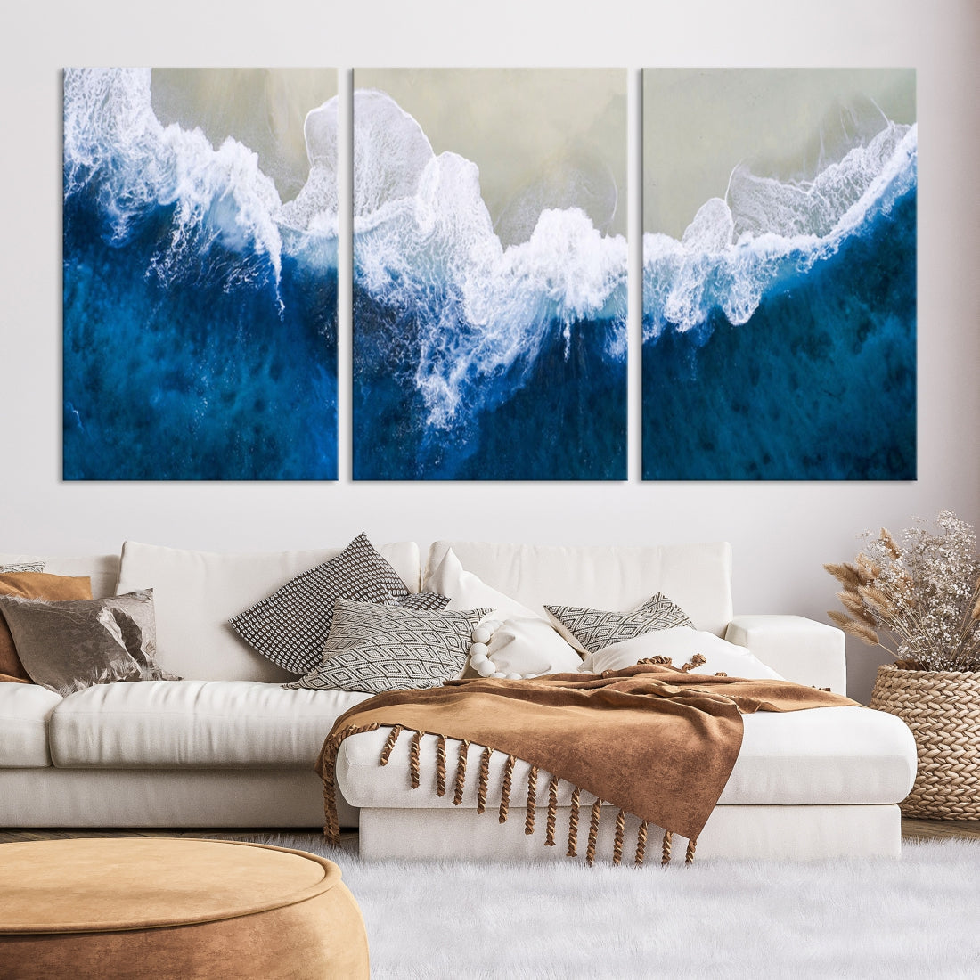 Hypnotic Aerial Beach Photo Wall Art Print Extra Large Ocean Canvas Print