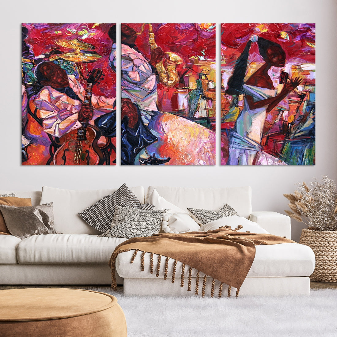 Vivd Abstract Jazz Painting Canvas Wall Art African American Music Art Decor