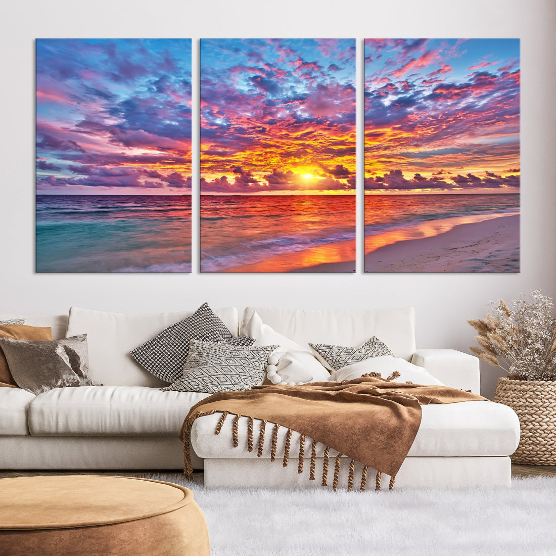 Amazing Ocean Sunset Beach Landscape Giclee Canvas Extra Large Wall Art Print