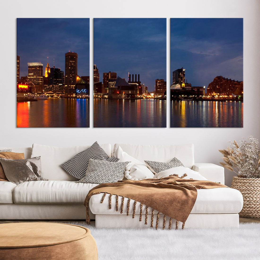 Baltimore City Downtown Skyline Cityscape Large Wall Art Canvas Print