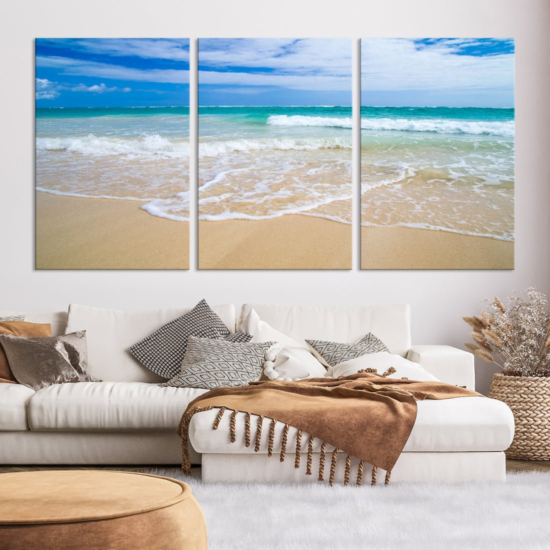 Soothing Tropical Beach Wall Art Canvas Print Coastal Ocean Holiday Season Wall Decor